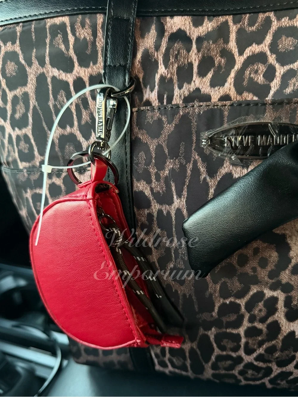 Steve Madden Retro Glam Tote Bag Chocolate Brown Leopard Cheetah Print BFLORA